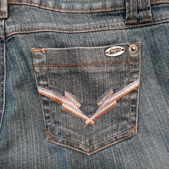 Size 7 Boot Cut Jeans with Fading, Denim  Jean, Candies Jeans, Stone Wash - Picture 11 of 11